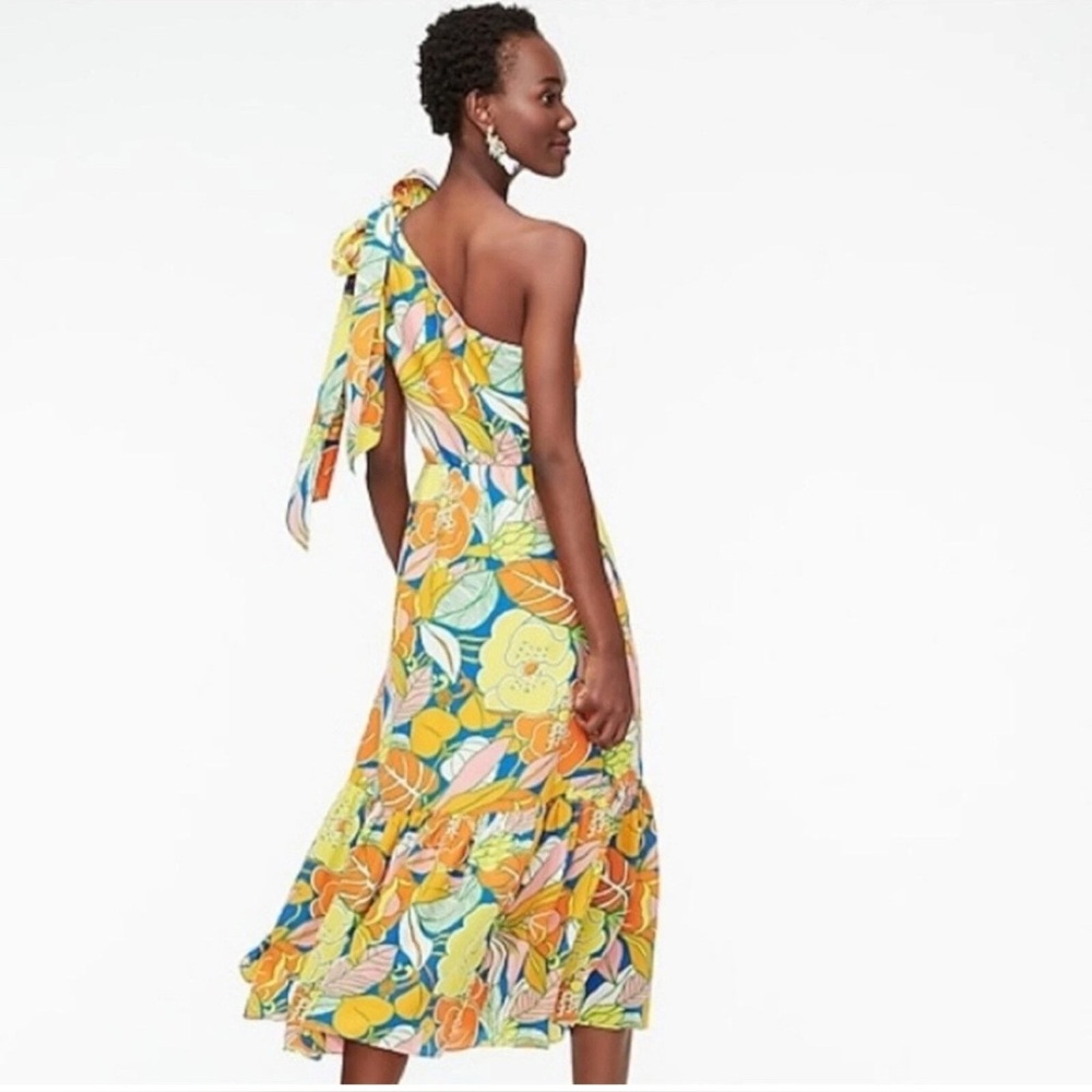 J.Crew one-shoulder silk midi dress in a tropical floral print - Picture 17 of 17